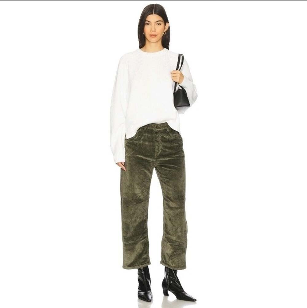 Free People We The Free Deep Trance Boyfriend Corduroy Pants Moss Sz 29 NWT $128